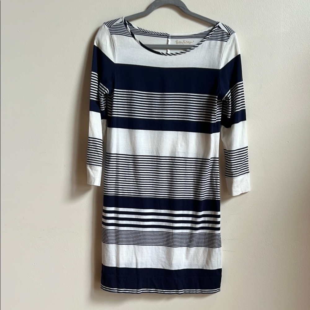 Lilly Pulitzer Navy and White Striped mini Midi Dress